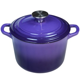 Flavehc Dutch Oven Pot with Lid 2.8 qt Cast Iron Dutch Oven for Bread Baking Purple Enameled Cast Iron Rice Pot with Handels