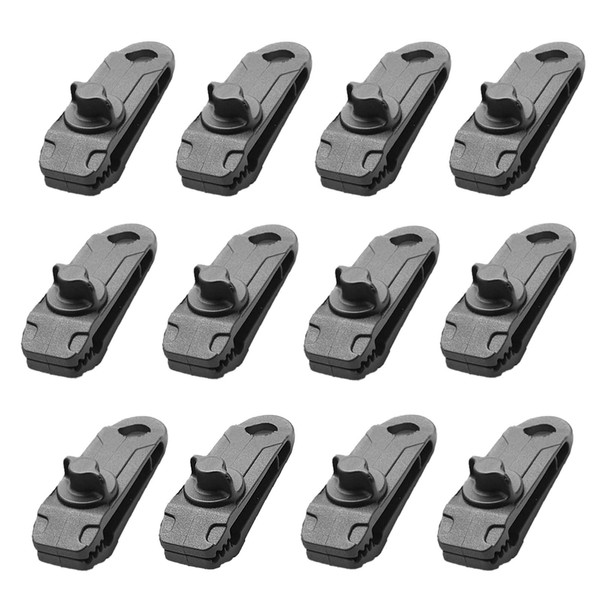 Tent Tarp Clips Clamps - 12Pcs Thumb Screw Tent Tighten Lock Grip Awning Clamp Set Tarp Clips Jaw Tent Snaps Hangers for Outdoor, Camping, Farming, Garden
