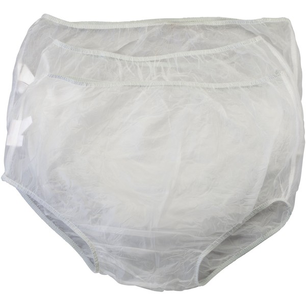 Vinyl Waterproof Incontinence Underpants, 3 Pair, Medium, Clear