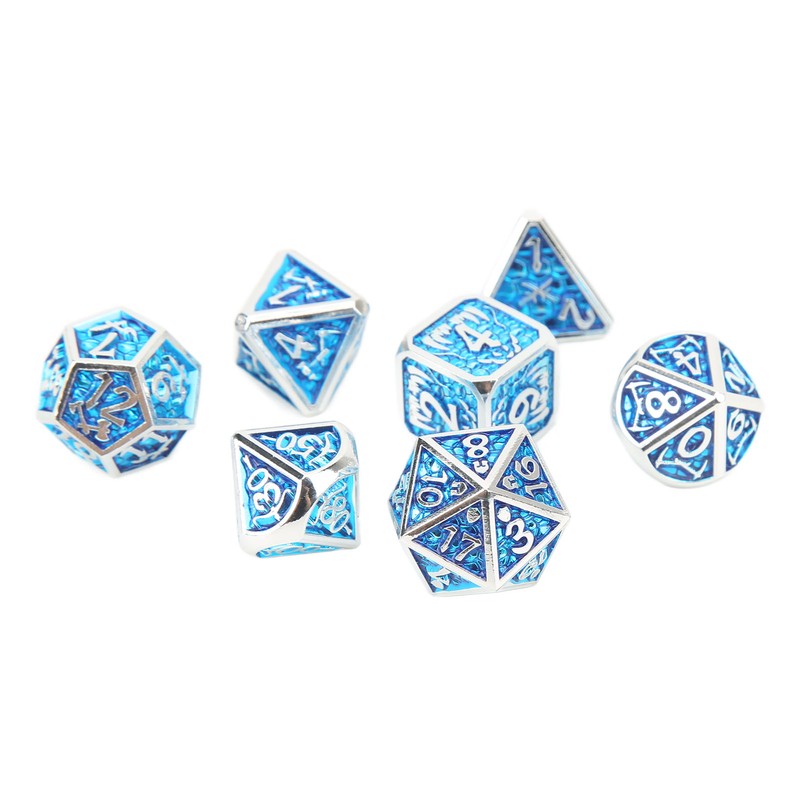 7pcs Polyhedral Dice Set Portable Exquisite Funny Metal Dice Table