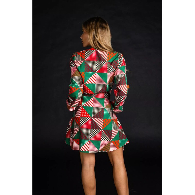 Shinesty Womens Christmas Wrap Dress Patchwork Tree Quilted Print Small