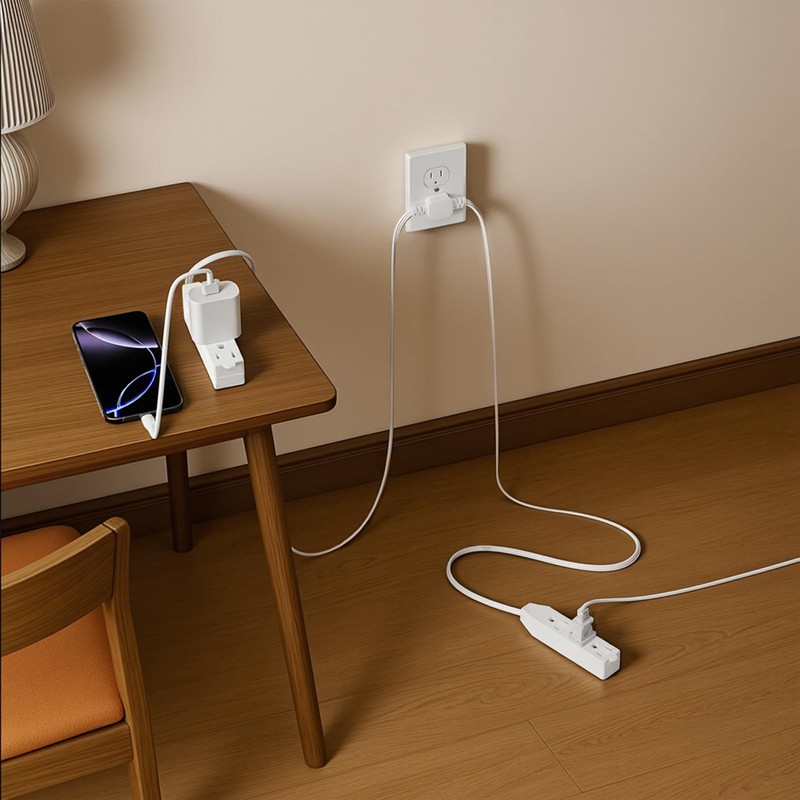 oviitech 3 Prong Twin Extension Cord,6 Feet on Each Side
