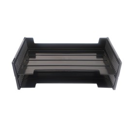 Victor Stacking Legal Size Office Desk Letter Trays, Set of 2, Black, Recycled Plastic