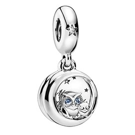 Lkwidi Charm Family Heart Animal Charm Pendant 925 Sterling Silver Charm Bead Pendant for European Bracelets and Necklaces, Silver, Cubic Zirconia