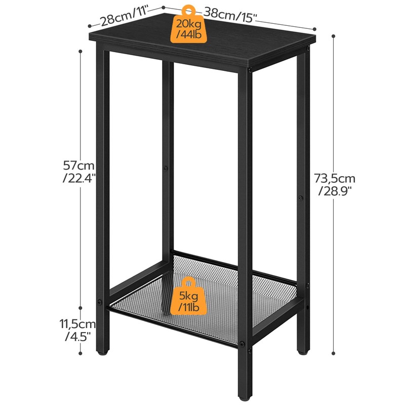 HOOBRO Tall Side Table, Industrial End Telephone Table with Adjustable