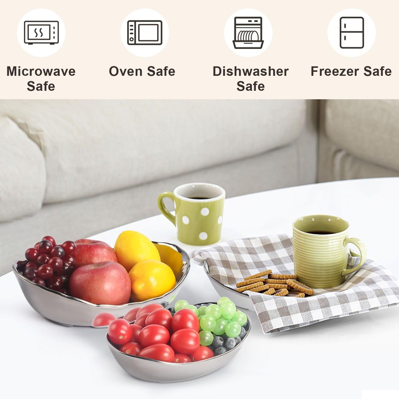LIJINGCHEN Fruit Bowl for Kitchen Counter, 3 Tier Ceramic Fruit