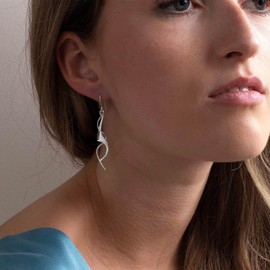 Dew Women's Art Nouveau Drop Sterling Silver Earrings