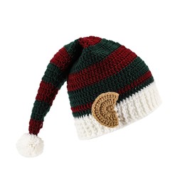 Gliquran Elf Hat with Ears Knitted Long Santa's Helper Elf Beanie for Christmas Costume Accessory with Attached Ears
