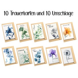 Yezirzax 10 Sympathy Cards, Sympathy Cards with Envelope, High-Quality Condolence Card, Folding Card, Condolence Card with Saying