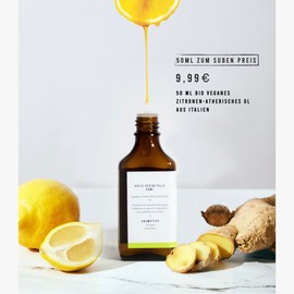 50 ml Organic Lemon Oil (Citrus Limon Osbeck) - Grown in Italy - 100% Pure, Natural and Organic - Essential Lemon Oil for Consumption - Lemon Oil