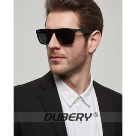 DUBERY Classic Polarized Sunglasses for Men Women Retro 100% UV Protection Driving Sun Glasses D731,Black/Black