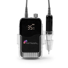 Nail Supply Inc. Pro Series 35K Hybrid E-File, 35000 RPM Professional Electric Nail File, Portable and Rechargeable, Cordless, Adjustable Speed, LCD Display, Black Color, 14 Bits Included