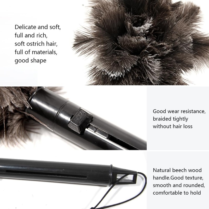 iHUFeather Retractable Ostrich Feather Duster for Cleaning, 15 Inch Fluffy