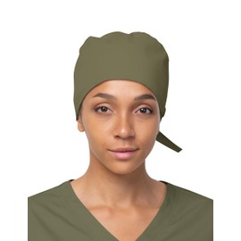 Adjustable Nurse Hat for Women Unisex Scrub Cap Olive with Buttons