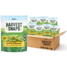 Harvest Snaps Veggie Chips (White Cheddar Snack Crisps) | Powered by Plant Protein, Gluten Free Baked Vegetable Crisps | Made in USA (8 Snack Packs)