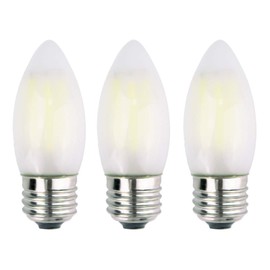 OPALRAY C35 6W(60W Incandescent Equivalent) LED Candelabra Bulb, LED Filament Lamp, E26 Base, 6000K Cool White Bright Light Color, Dimmable, Frosted Glass, Torpedo Tip, Unit Count 3