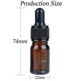 OHEETU 3Pcs 5ML/0.17oz Empty Amber Glass Graduated Scale Dropper Bottles with Pipette Droppers and Black Rubber Heads Refillable Perfumes Aromatherapy Essential Oil Makeup Storage Container Vial Jars
