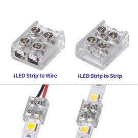 YUTOKEER LED Strip Connector, 2-Pin 8 mm Solderless for 5050 3528 Plain LED Strips, Quick and Easy Strip to Wire Connection, Includes Screwdriver, Pack of 10