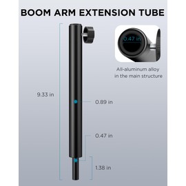InnoGear Microphone Boom Arm Extension Tube Aluminum Alloy Mic Stand Extension Riser Desk Mount Mic Arm Extension Rod for Microphone Suspension Boom Scissor Arm Stand Holder