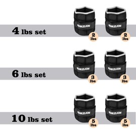 Henkelion 1 Pair 10 Lbs Adjustable Ankle Weights For Women Men Kids, Strength Training Wrist And Ankle Weights Set For Gym, Fitness Workout, Running, Lifting Exercise Leg Weights - each 5 Lbs Black