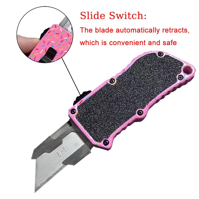 Caressolove Automatic Utility Knife, Premium Pink Retractable Box Cutter, Cute