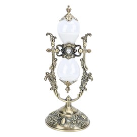 Generic Vintage 30 Minute Hourglass Sand Timer, Large Brass Engraved Rotating Sand Clock Stand, Unique Metal Sand Watch Antique Sandglass for Home Desk Office Decoration Salon Spa Yoga, Bronze Colour