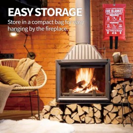 WUERLI Fire Blanket,47" x 71",Fiberglass Fire Blanket for Camping and Fire Fighting Shelters