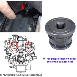 Oil Supply Rail End Plugs & Gasket/O-Rings 4C3Z6026CA for 94-03 7.3L Ford Powerstroke (Set of 2)