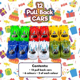 abeec 12-Pack Mini Pull Back Cars | Assorted Colors | Durable Party Bag Fillers for Kids | Compact Toy Vehicles for Boys and Girls