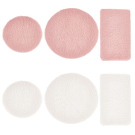 OLYCRAFT 6pcs Miniature Carpets Dollhouse Pink and White Round Rectangle Miniature House Rugs DIY Handmade Props Decor Doll Furniture Home Decor Micro