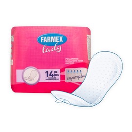 Farmex Lady Super Ultra - Geruchskontrollierende, absorbierende Einlage für leichte Inkontinenz - Latexfrei, atmungsaktiv und hypoallergen - Sanft und trocken auf der Haut - 14 Stück