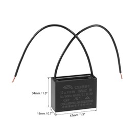 uxcell Ceiling Fan Capacitor CBB61 10uF 250V AC 2 Wires Metallized Polypropylene Film Capacitor 47x34x18mm for Electric Fan Pump Motor Generator 3Pcs