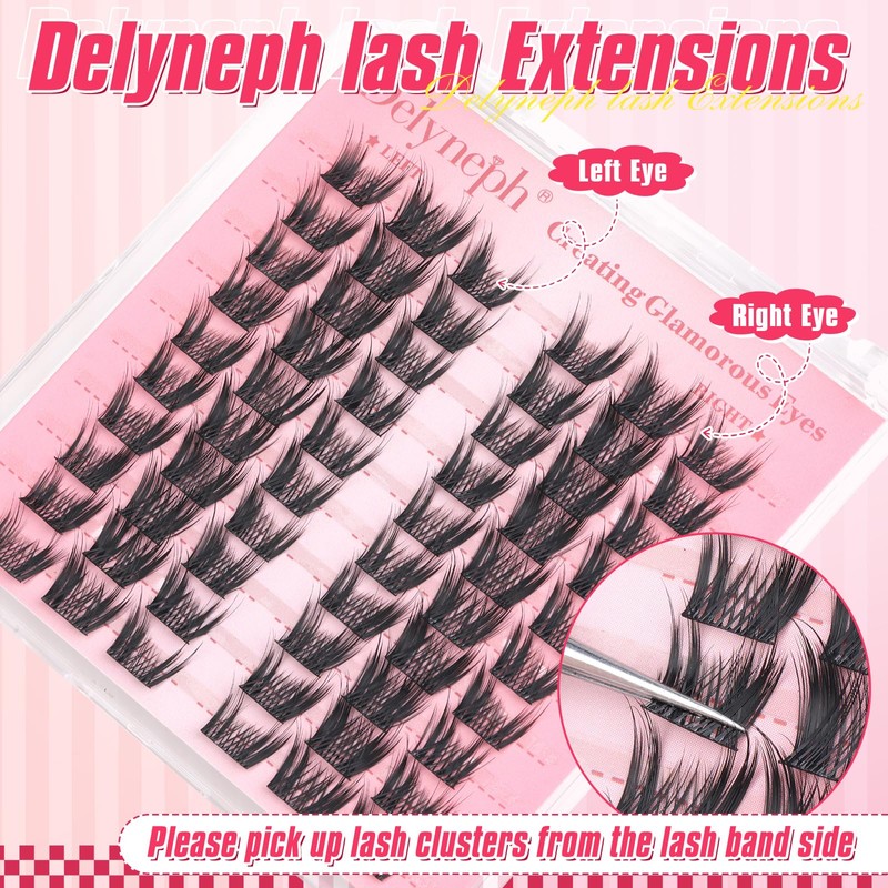 Delyneph Wispy Cluster Lashes Natural Individual Eyelashes Manga Lash Clusters