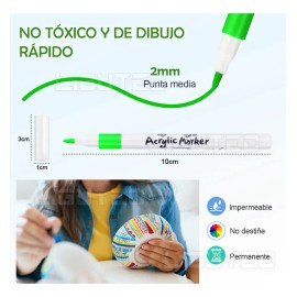 Marcadores Acrílicos Ligutec con Punta Fina, Pack de 48 Colores para Madera, Piedra y Tela,Pintura Sobre Rocas y Manualidades DIY,Marcadores Acrilicos