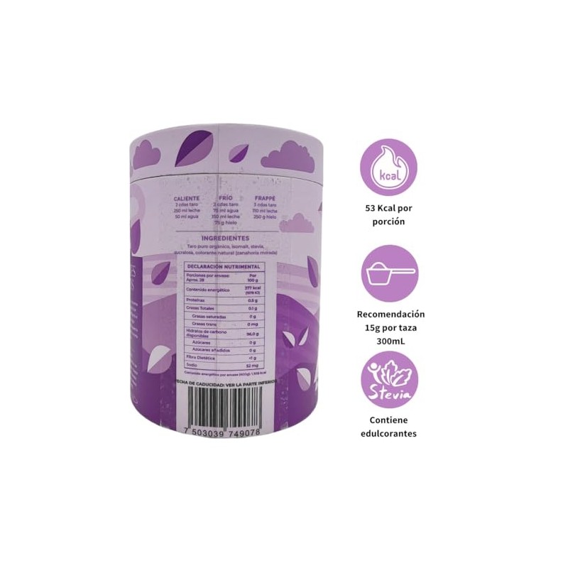 Taro Para Bebidas 200g Sin Azúcar Refinada Ni Lácteos. Polvo