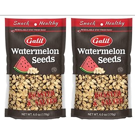 Galil Watermelon Seeds for Eating, Unshelled Seeds - Roasted & Salted Watermelon Seeds 6 Ounce - Kosher, Halal - Pack of 2