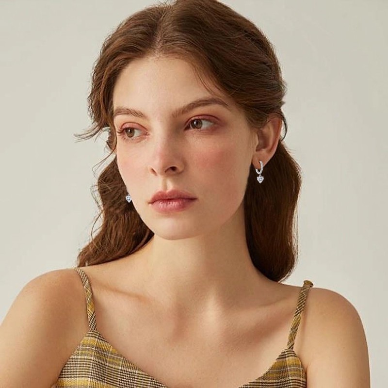 Cangall Silver Hoop Earrings for Women, 925 Sterling Silver Heart-Shape