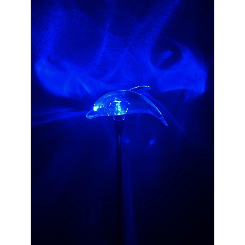 Set of 2 Clear Acrylic Dolphin Solar Power Outdoor Garden