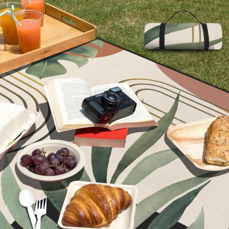 QXWREL Extra Large Picnic Outdoor Blanket 60''x80'' Boho Plant Waterproof