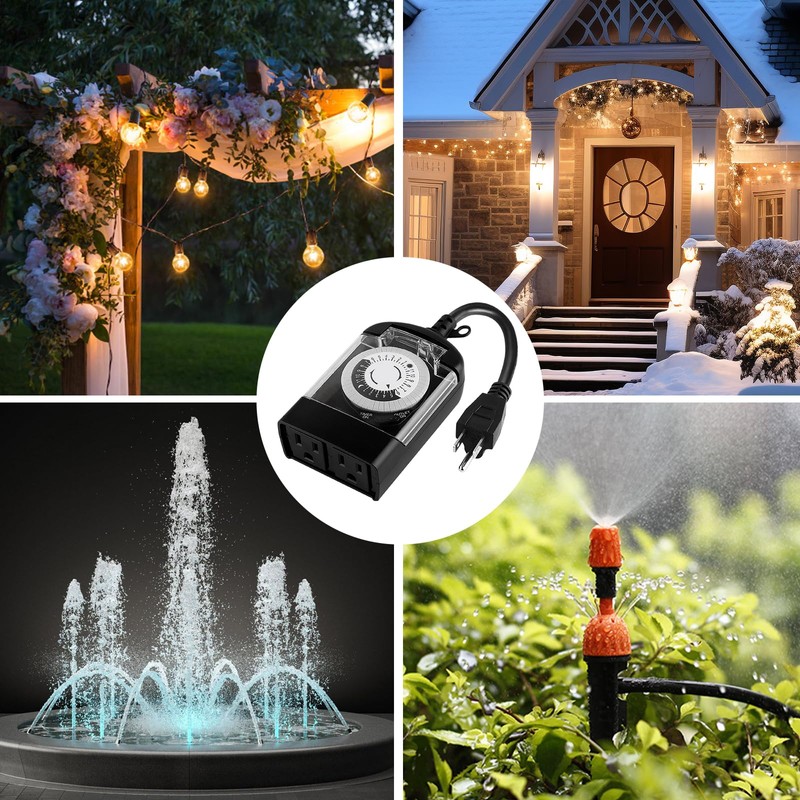 M EGA MEGACUBE Outdoor Timer Outlet Waterproof, 24 Hour Mechanical