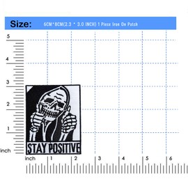 Stay Positive Thumbs-up Skull Iron On Sew On Patch, Embroidered Patch Emblem Badge for Backpacks,Jeans (AG08)