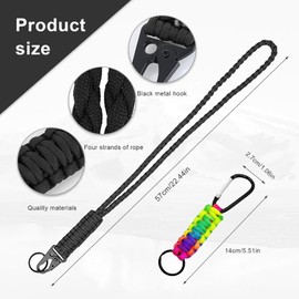 CHSEROK Lanyard with Carabiner, Pack of 2 Lanyard for Hanging 55 cm, with 2 Coloured Mountaineering Buckles, Paracord Key Chain for Hanging ID Cards, Cameras, Keys, Jujeo athearted phrases