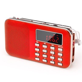 PRUNUS Mini Portable Radio AM FM Pocket Radio with MP3, LED Flashlight, Digital Radios Speaker Support Micro SD/TF Card/USB, Auto Scan Save, 1200mAh Rechargeable Battery Operated[Latest Version]