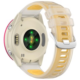 Miimall Sport Strap for Garmin Forerunner 570 42mm/Forerunner 165/55/645/245, 20mm Band for Garmin Vivoactive 6/5/3, Vivomove/Venu Sq 2Plus /Approach S12 S50 S44 S42 Replacement Strap-Clear Yellow