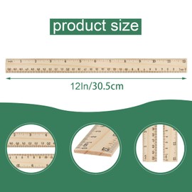 WUWEOT 72 Pack Wooden Ruler, 12 Inch Rulers Bulk, Office Wood Measuring Ruler, Double Sided Drafting Rulers for Home, Student, Office Use