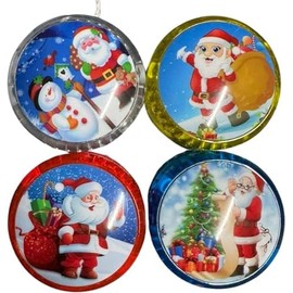1x Random Christmas LED Light Up Yoyo - Flashing Yo-Yo Toy for Kids, Auto Return Feature, Fun Stocking Stuffer, Size-5.5cm