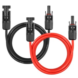 Solar Panel Extension Cable - 10AWG 5FT Solar Wire Cord 10 Gauge PV Wire with Female & Male Waterproof Connector for RV, Photovoltaic Systems, Home, Boat, Solar Panels, Car(5ft Red + 5ft Black)