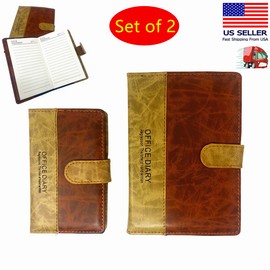 Unbranded Set of 2 Leather Notebook Composition Book Cover Notepad Office Diary Book