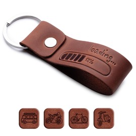 Leather Keychain Favorite for Men, Keyring Gift for Women & Men, Birthday & Anniversary, Full Cow Leather (Loading)