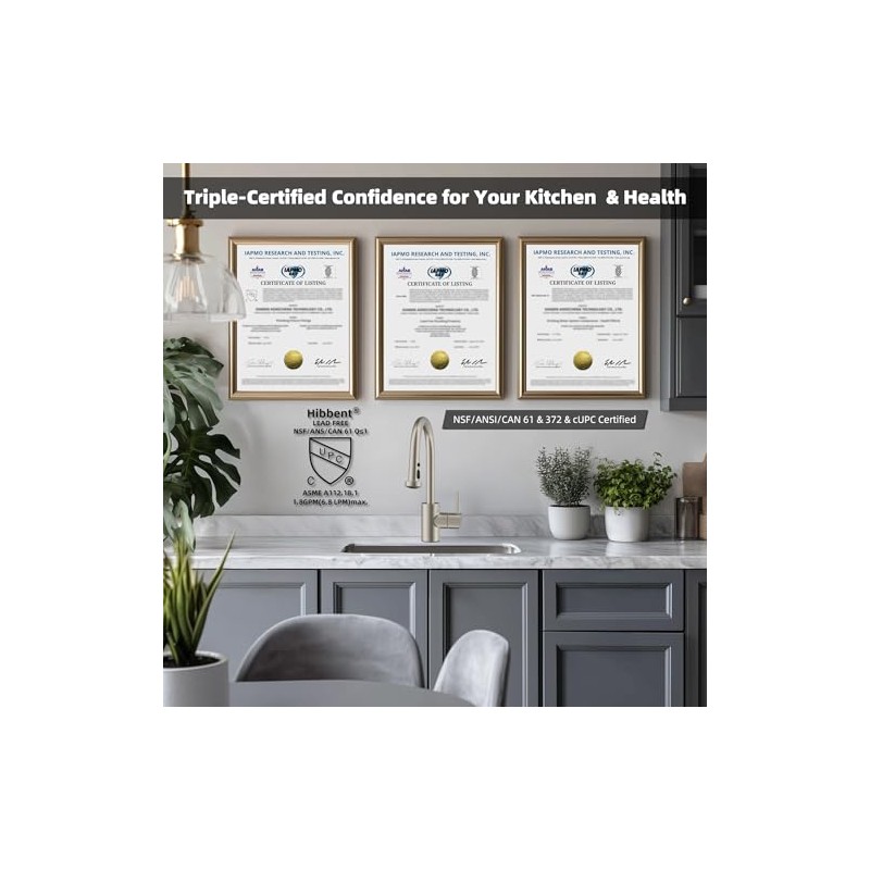Hibbent NSF/ANSI/CAN 61 & CUPC Certified Pull Down Kitchen Faucet